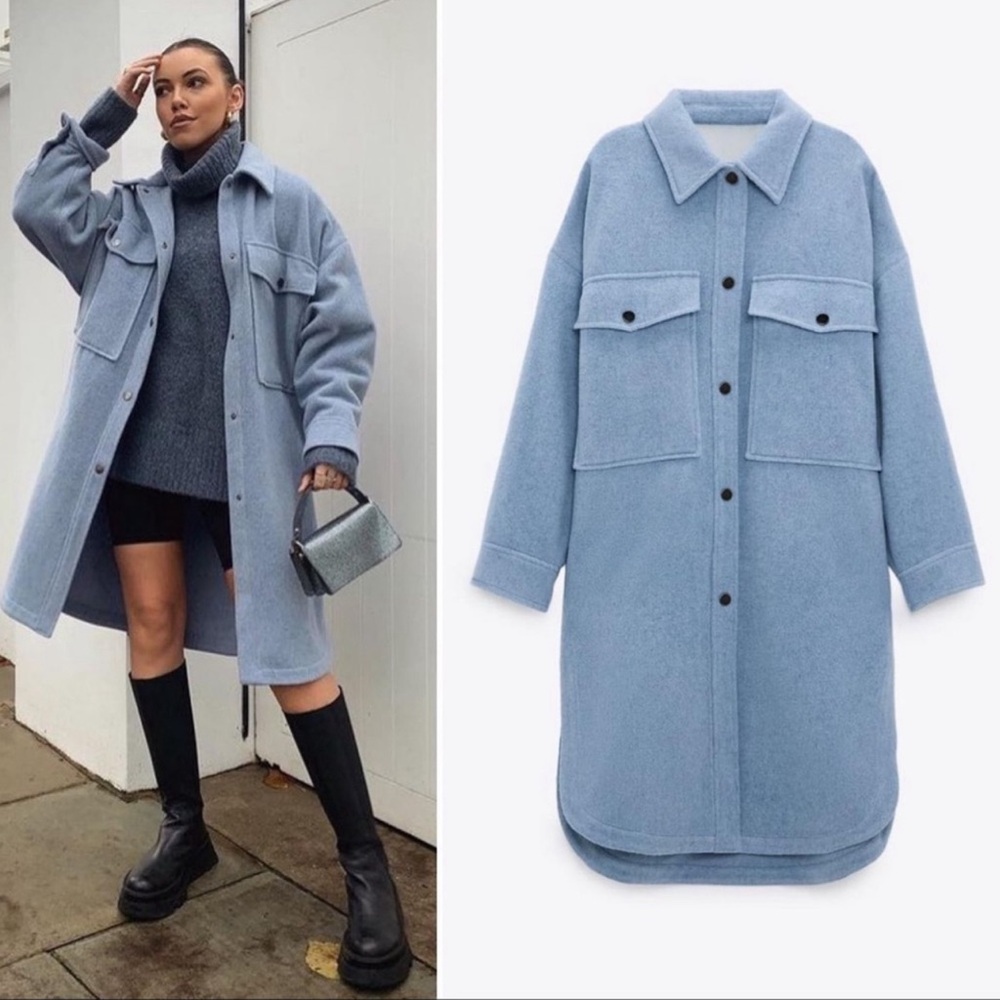 Zara wool blend oversized coat size xs - Picture 6 of 14
